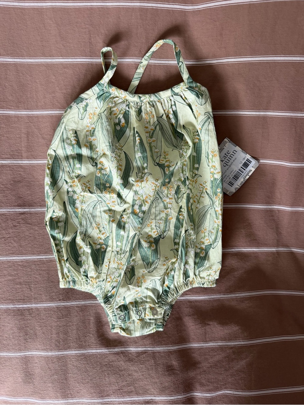 Kate Quinn Cotton Floral Green Baby One-Piece Romper
